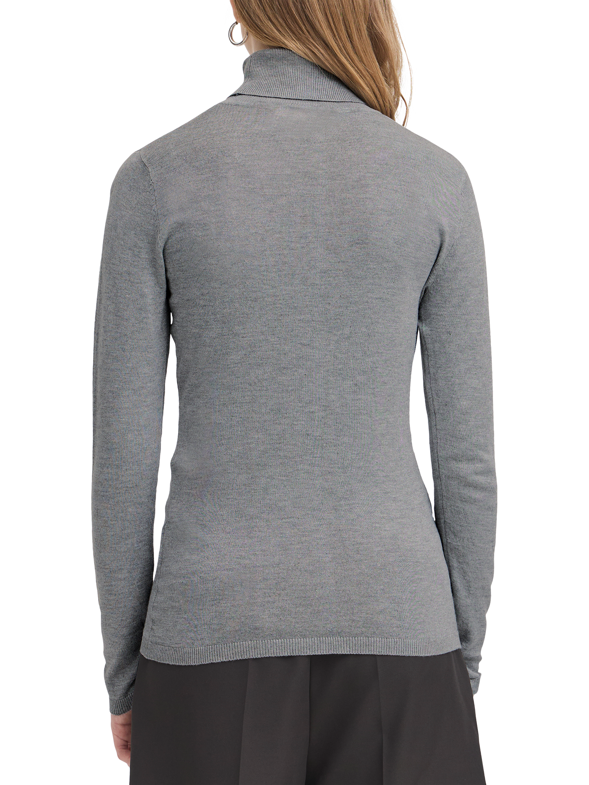 Product image 2 of 7, which shows ICHI IHMAFA Slim-Fit Roll Neck Jumper, Mid Grey, XS