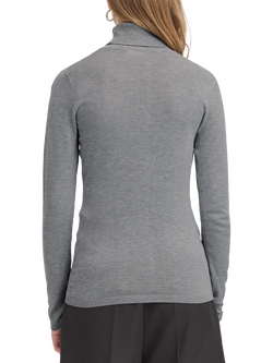 ICHI IHMAFA Slim-Fit Roll Neck Jumper - view 2, Mid Grey