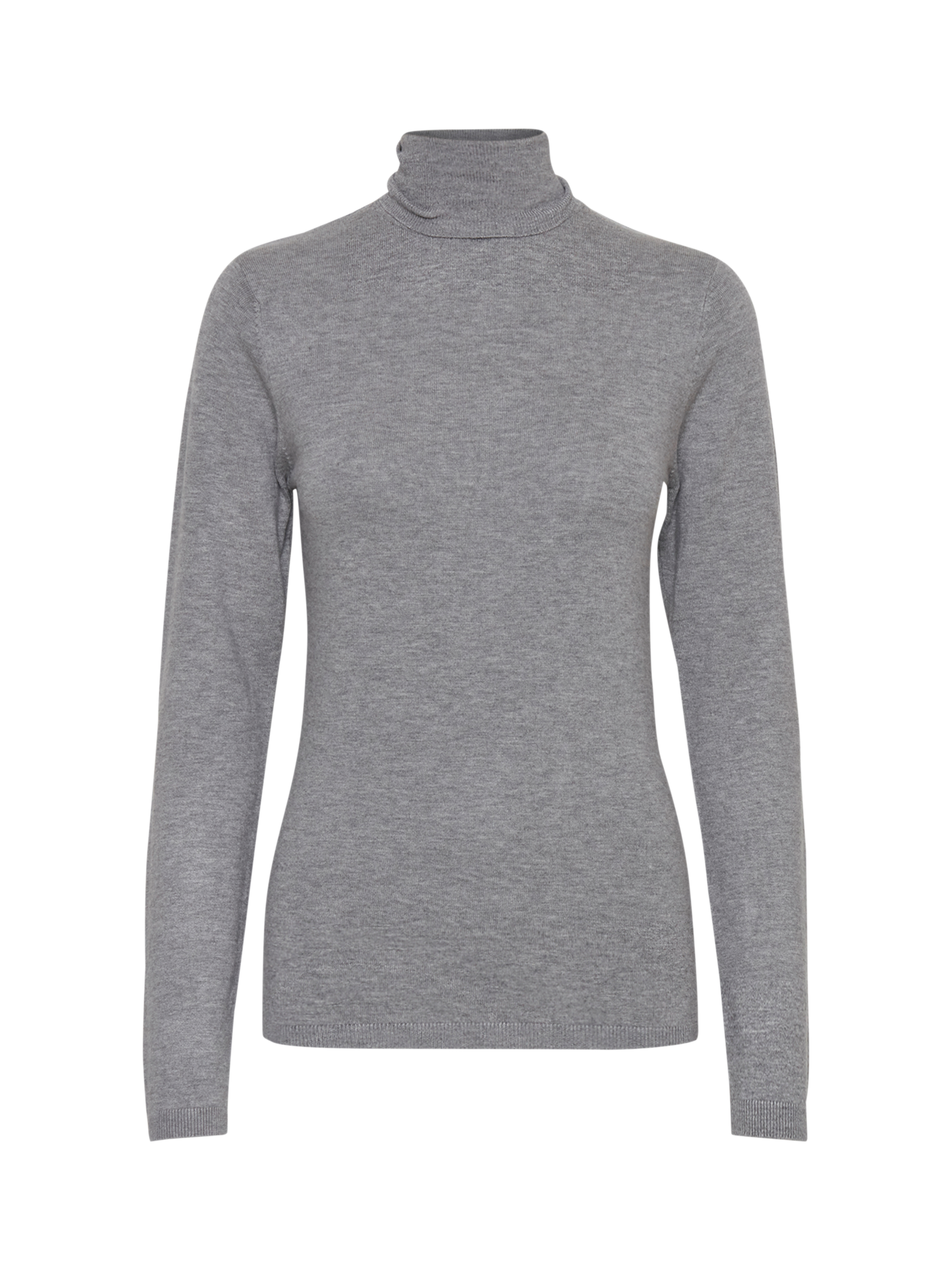 Product image 5 of 7, which shows ICHI IHMAFA Slim-Fit Roll Neck Jumper, Mid Grey, XS