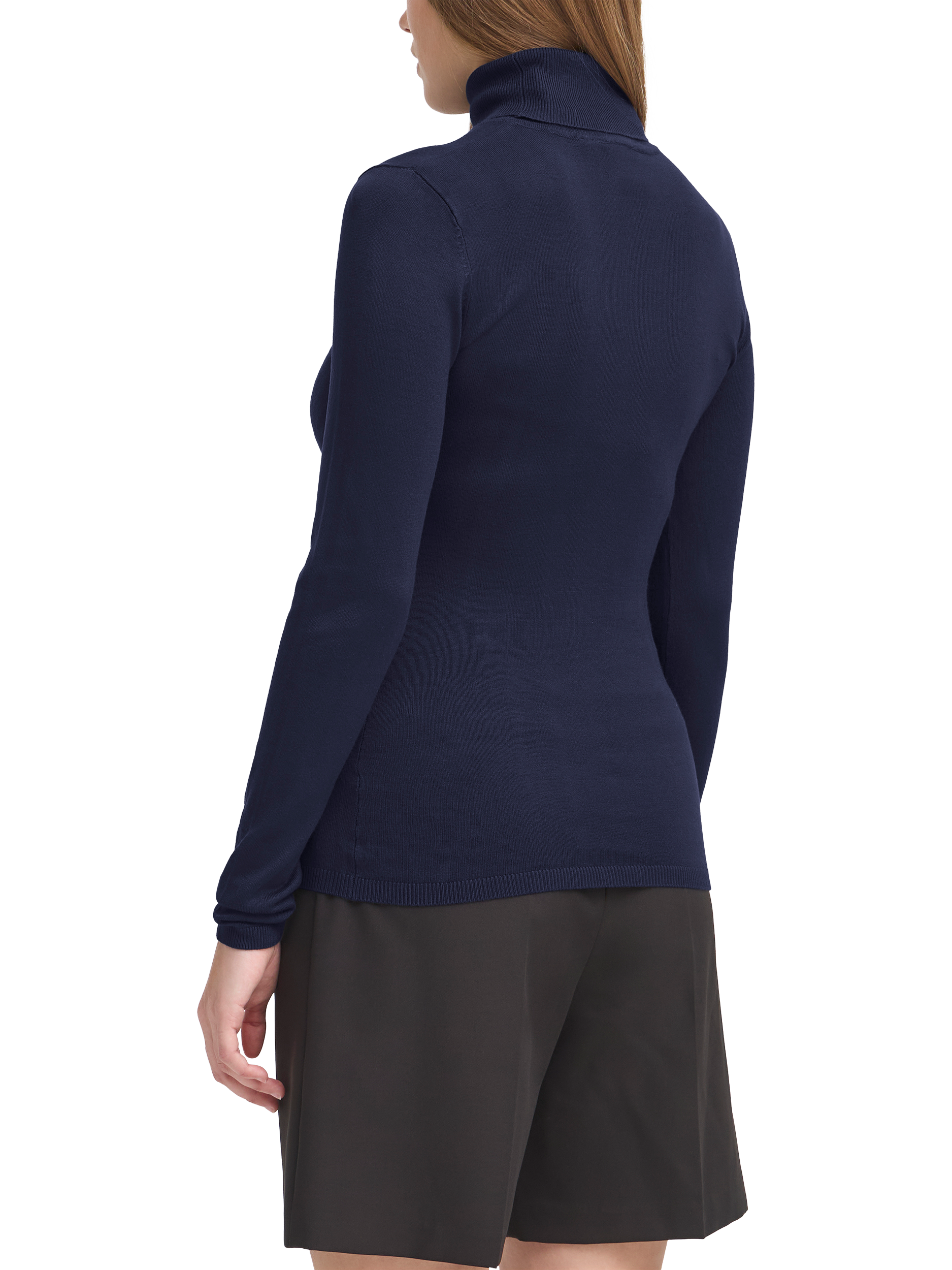 Product image 2 of 7, which shows ICHI IHMAFA Slim-Fit Roll Neck Jumper, Mid Blue, XS