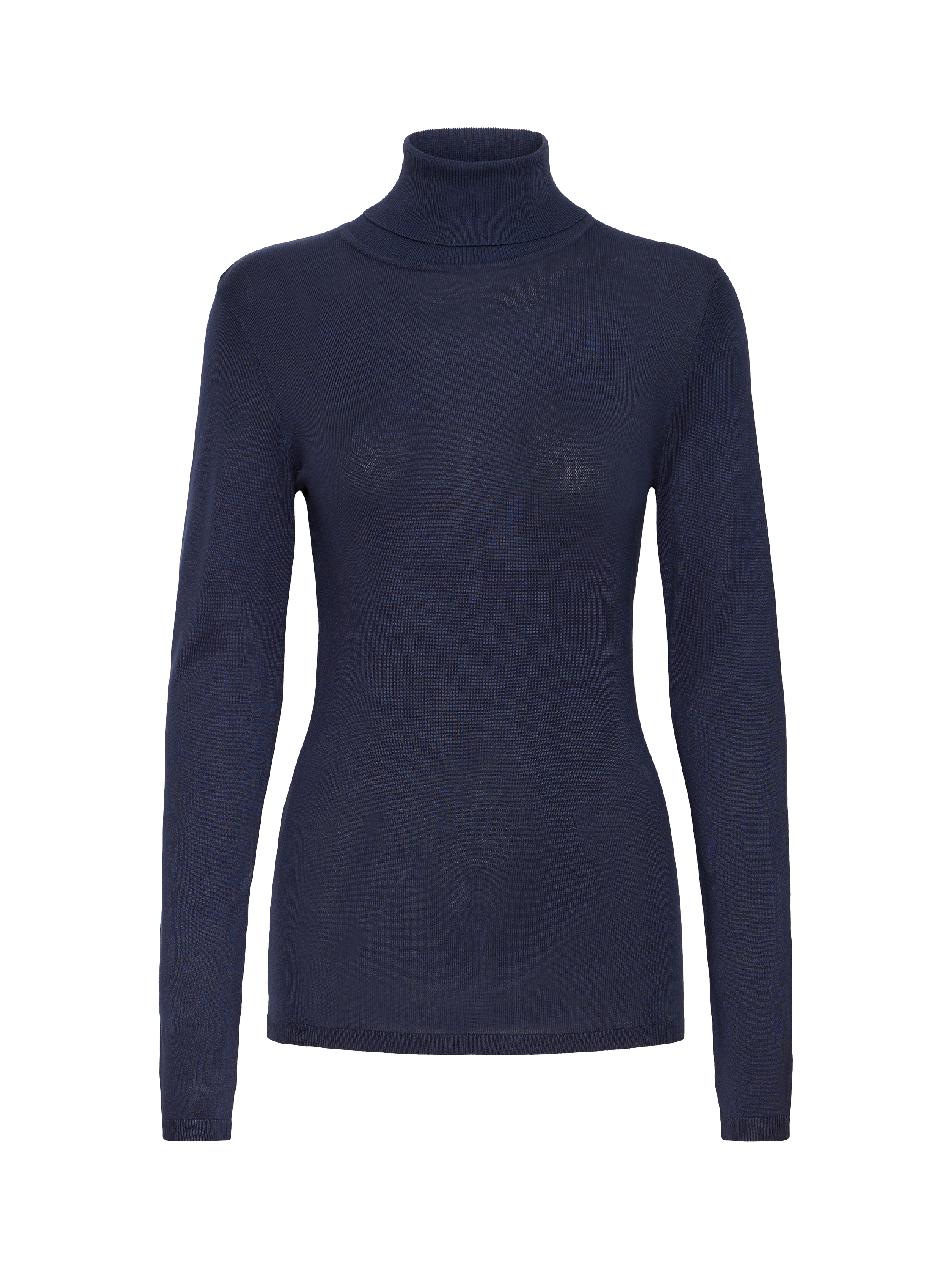 Product image 5 of 7, which shows ICHI IHMAFA Slim-Fit Roll Neck Jumper, Mid Blue, XS