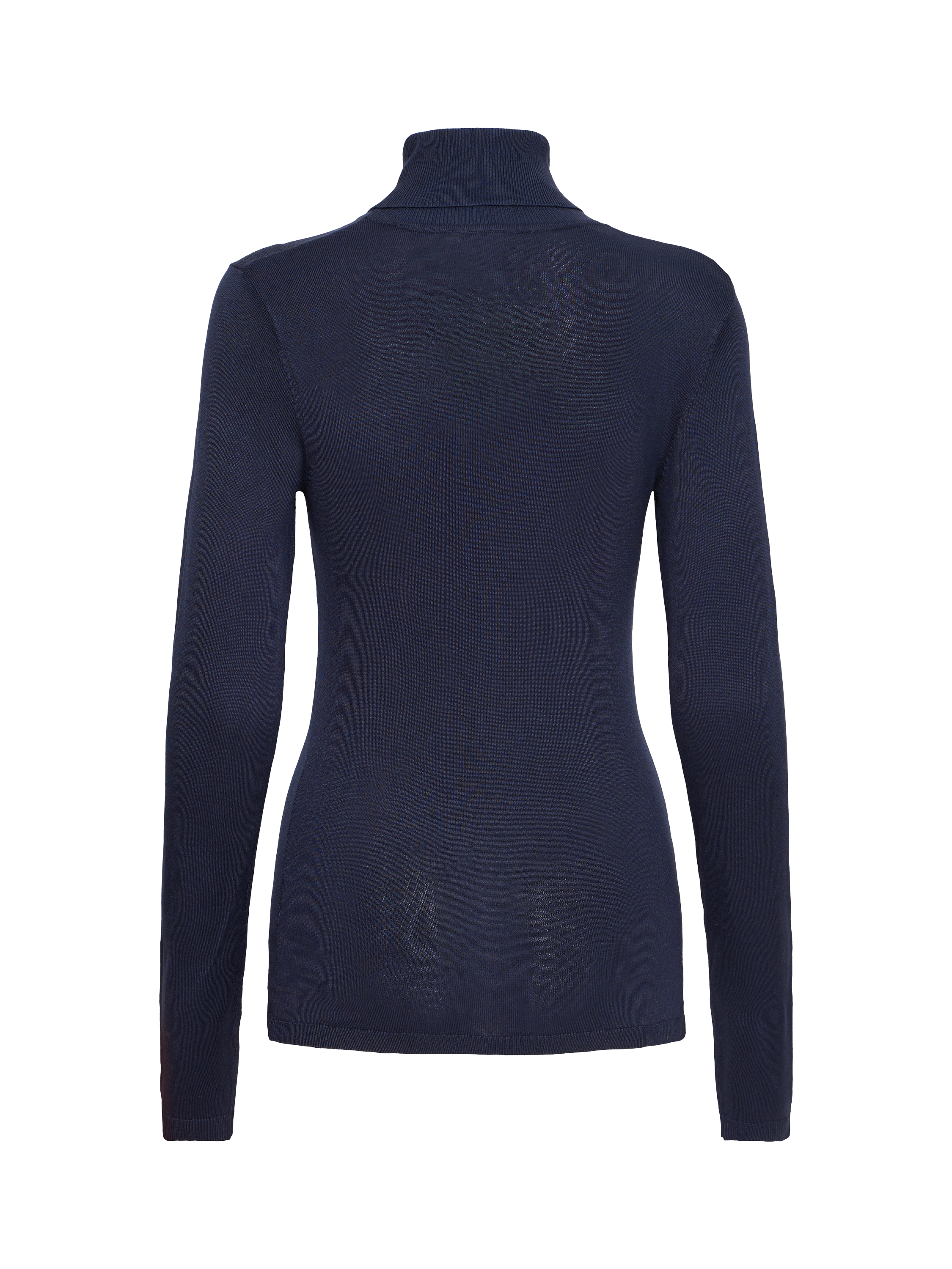Product image 6 of 7, which shows ICHI IHMAFA Slim-Fit Roll Neck Jumper, Mid Blue, XS