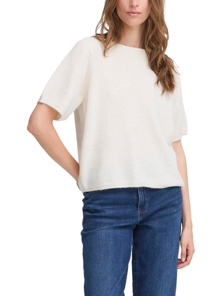 ICHI Kamara Short Sleeve Jumper, Cloud Dancer