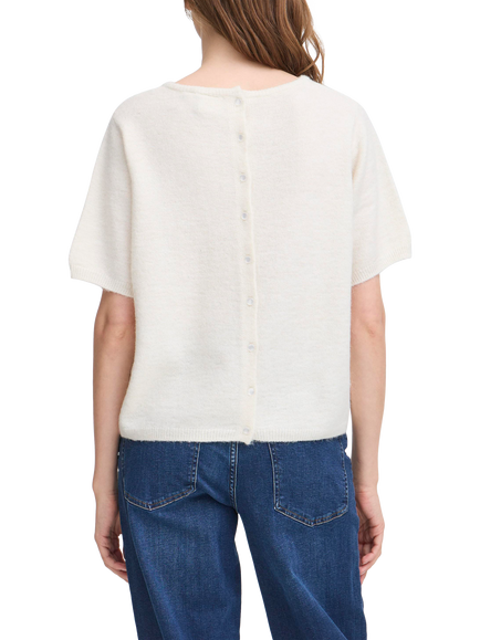 ICHI Kamara Short Sleeve Jumper - view 2, Cloud Dancer