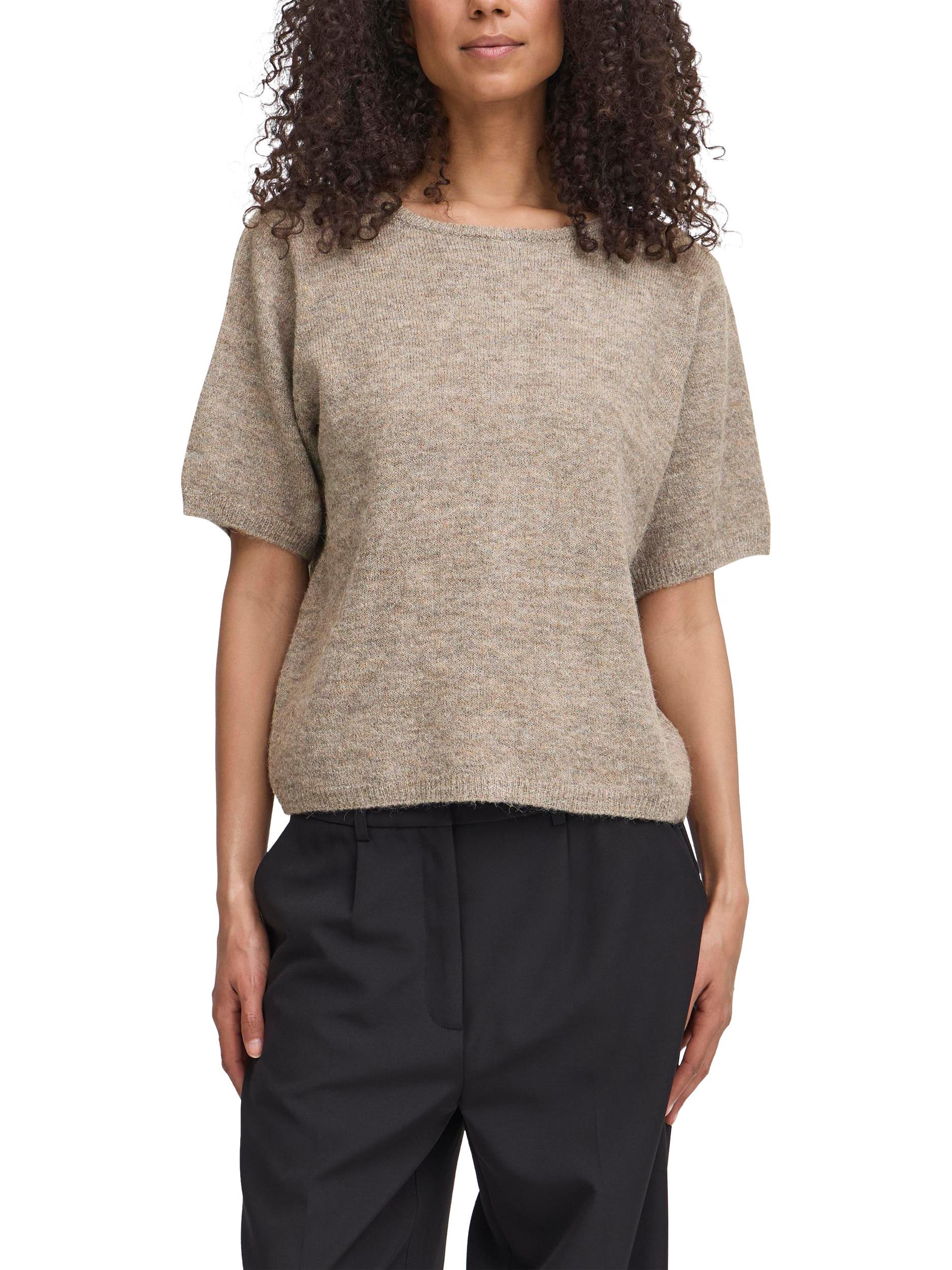 Product image 1 of 7, which shows ICHI Kamara Short Sleeve Jumper, Fungi, XS