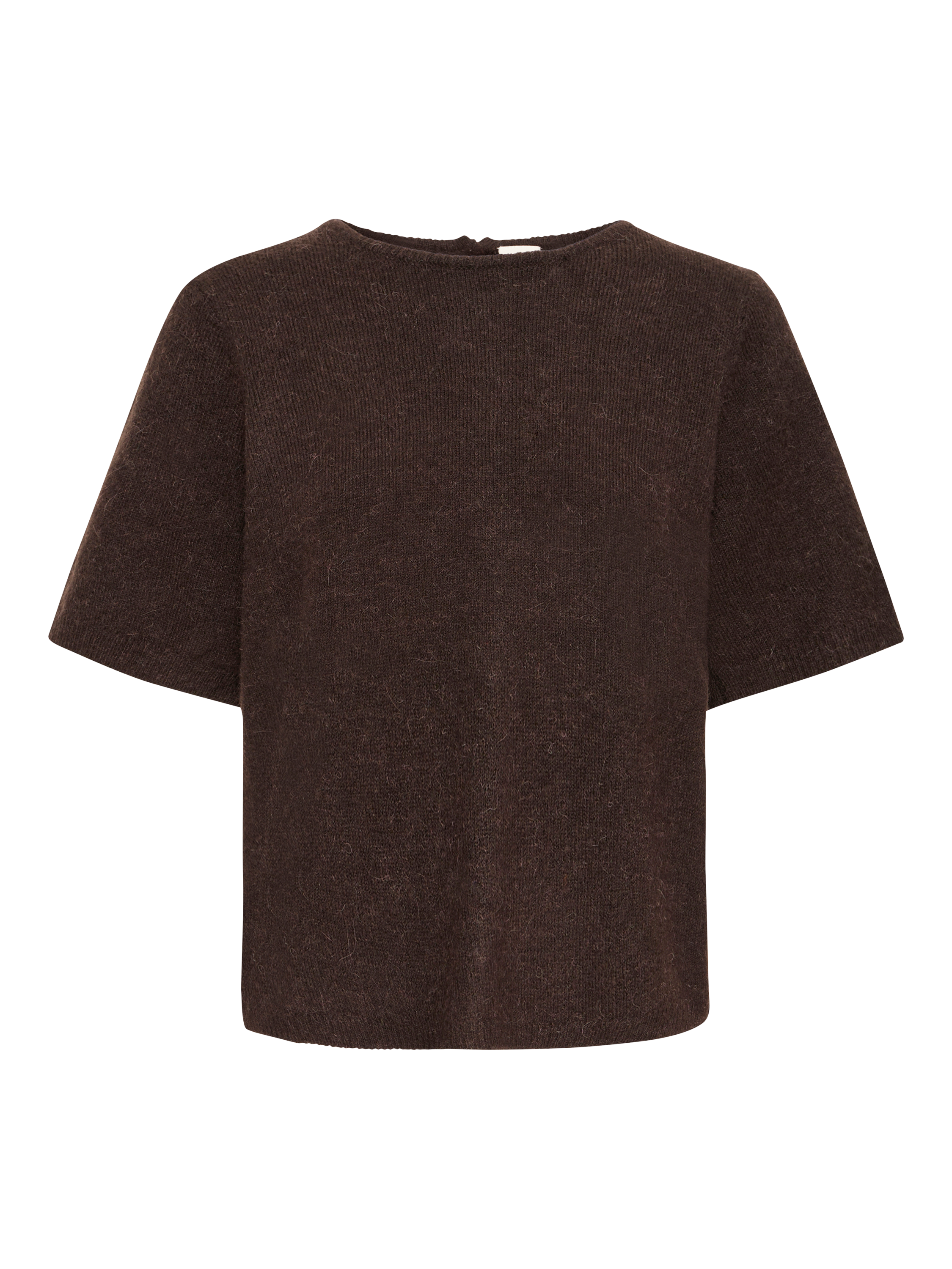 Product image 2 of 4, which shows ICHI Kamara Short Sleeve Jumper, Mid Brown, XS