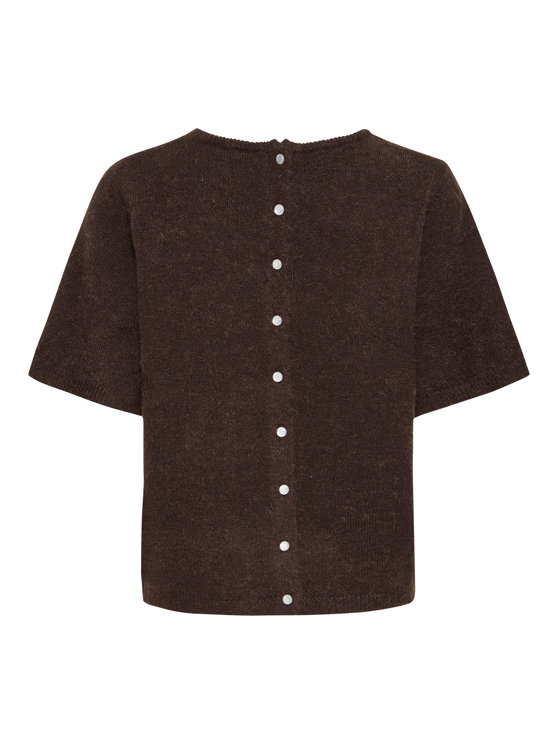 Product image 3 of 4, which shows ICHI Kamara Short Sleeve Jumper, Mid Brown, XS