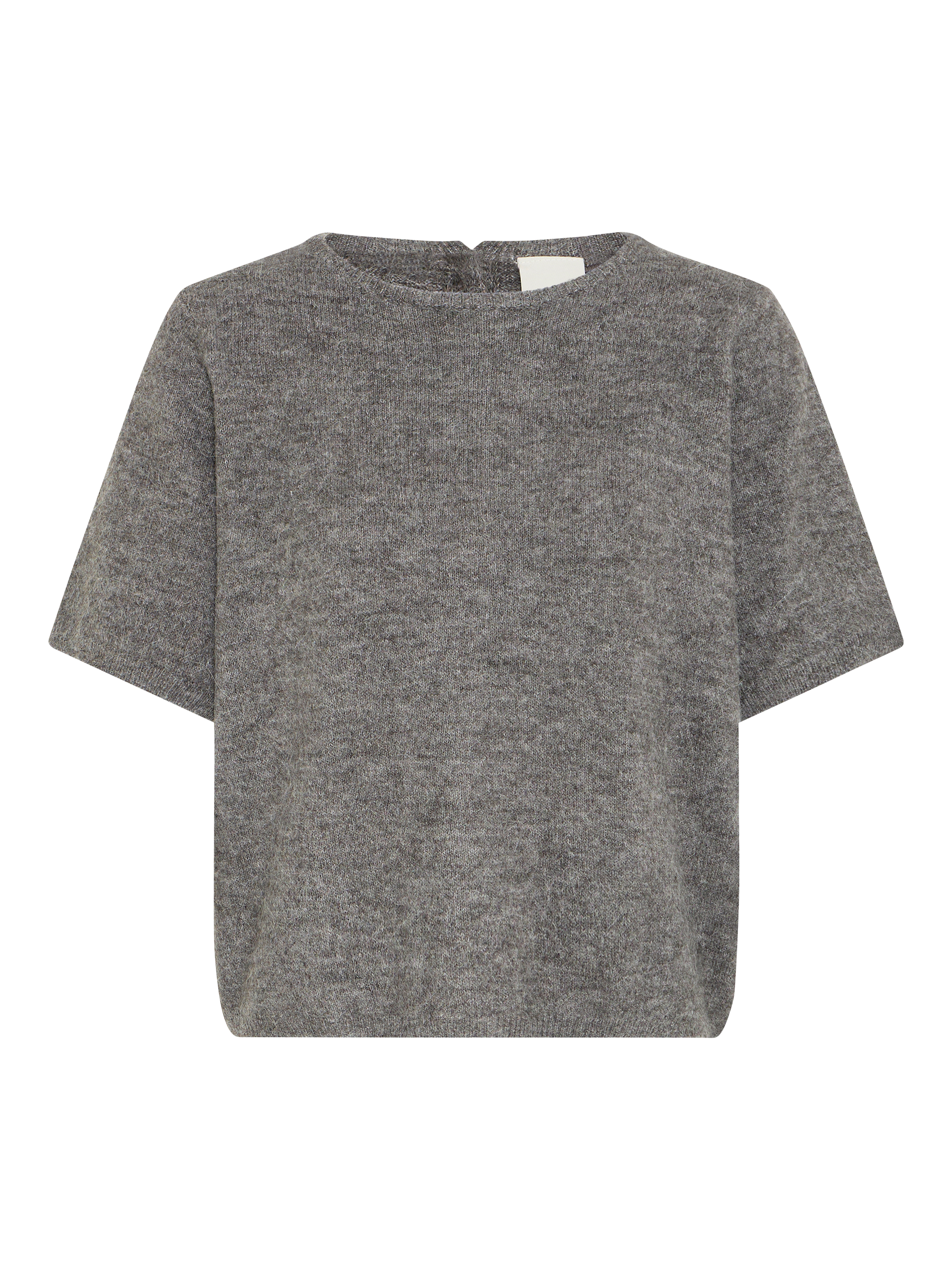 Product image 4 of 6, which shows ICHI Kamara Short Sleeve Jumper, Mid Grey, XS