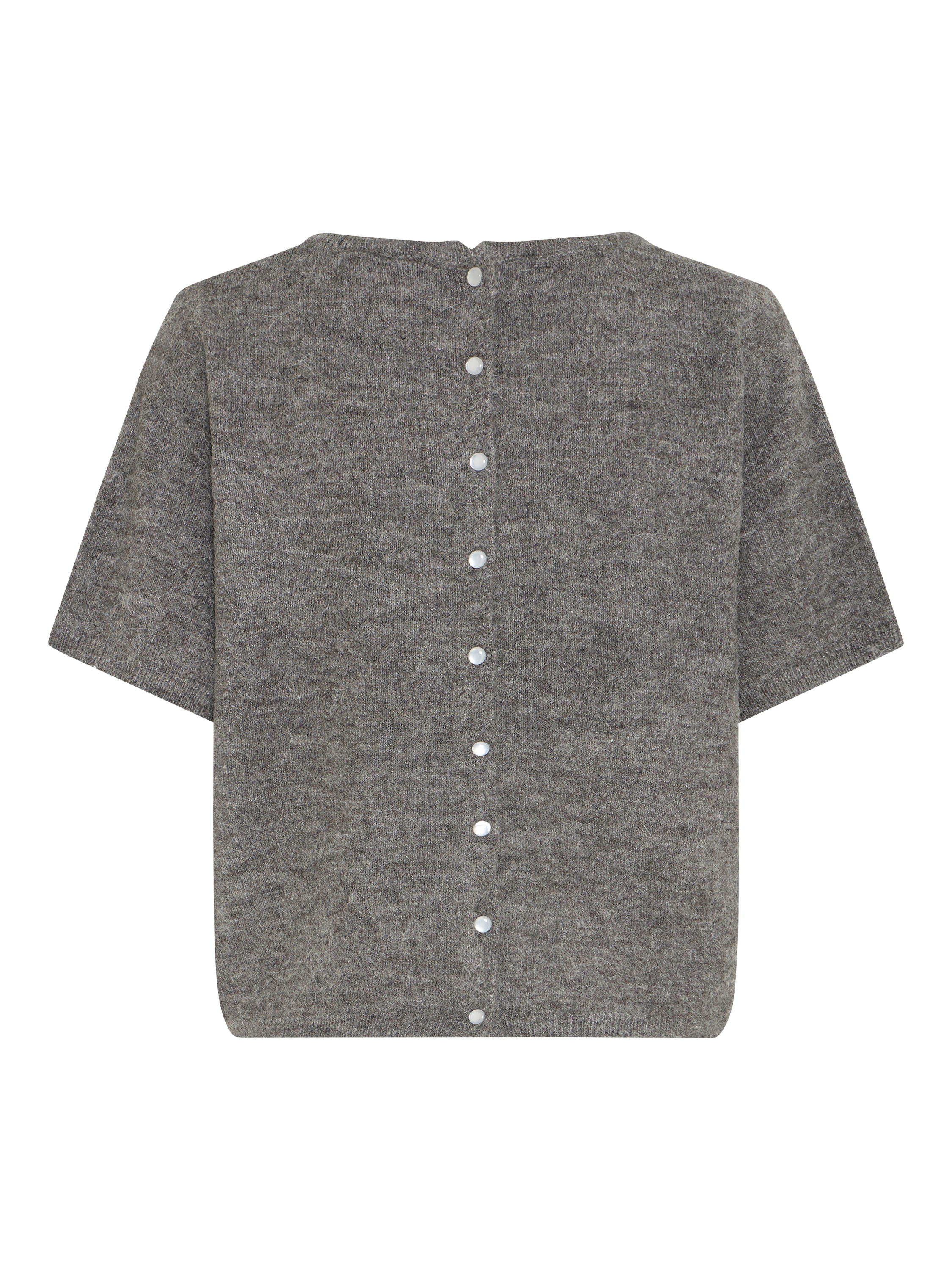 Product image 5 of 6, which shows ICHI Kamara Short Sleeve Jumper, Mid Grey, XS