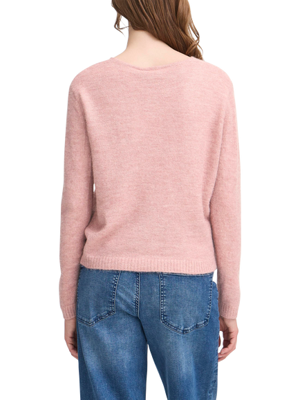 ICHI Kamara Wool Blend Long Sleeve V-Neck Jumper - view 2, Zephyr
