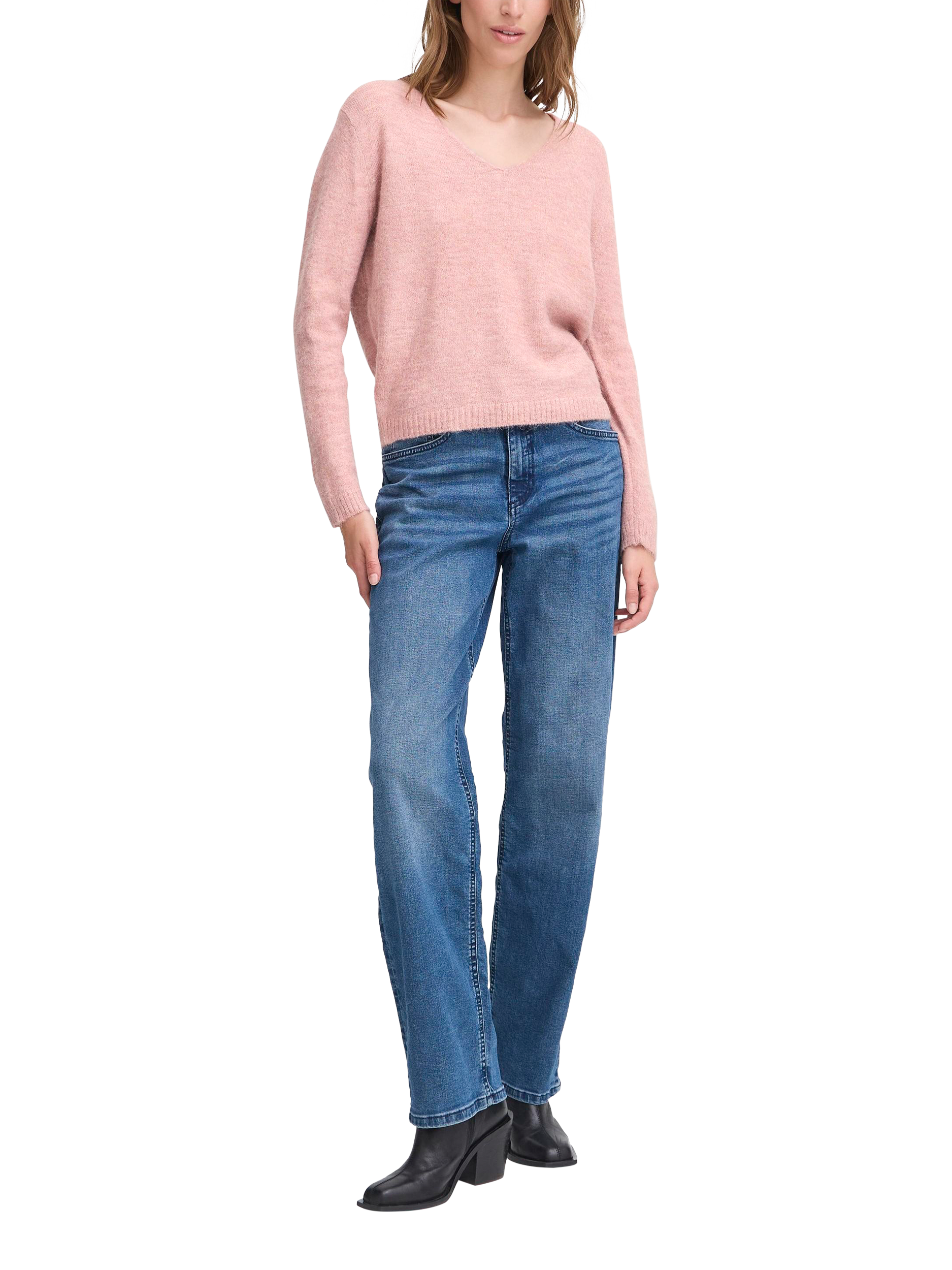 Product image 3 of 7, which shows ICHI Kamara Wool Blend Long Sleeve V-Neck Jumper, Zephyr, XS