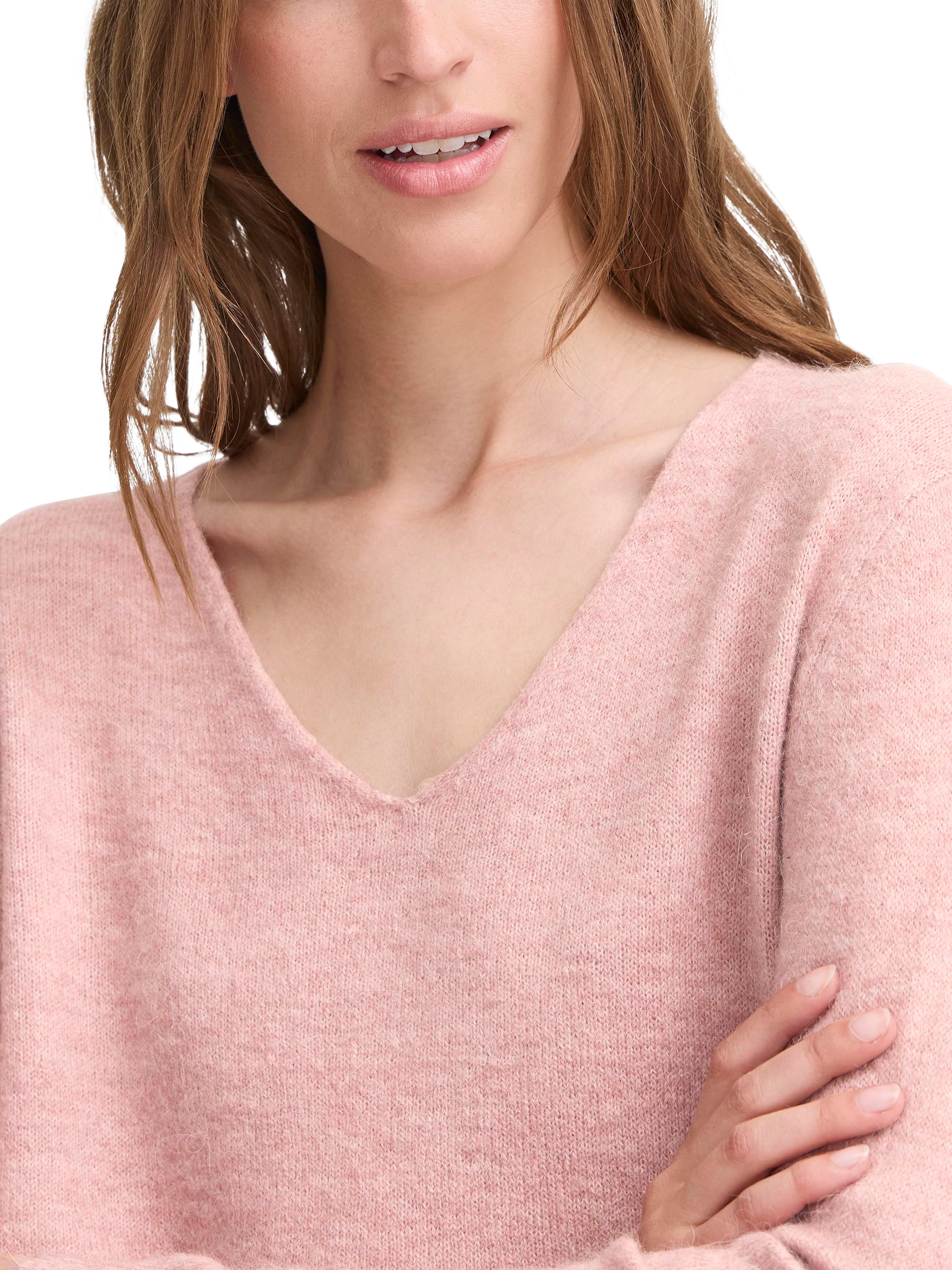 Product image 4 of 7, which shows ICHI Kamara Wool Blend Long Sleeve V-Neck Jumper, Zephyr, XS