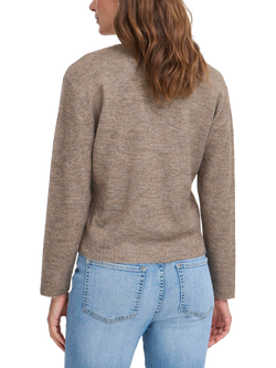ICHI Kamara Wool Blend Long Sleeve V-Neck Jumper - view 2, Fungi