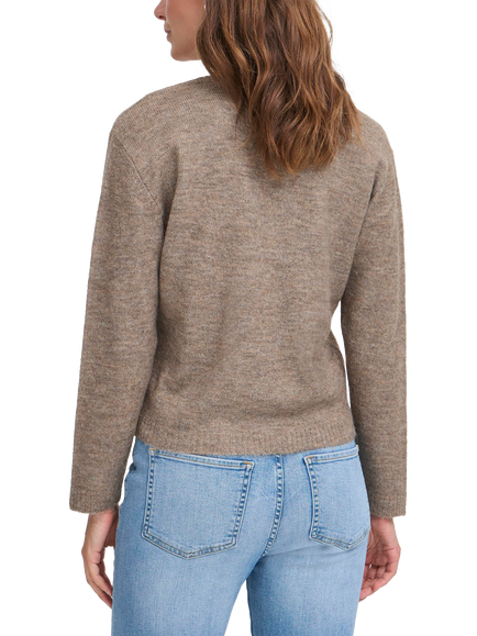 ICHI Kamara Wool Blend Long Sleeve V-Neck Jumper - view 2, Fungi