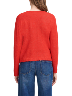 ICHI Kamara Wool Blend Long Sleeve V-Neck Jumper - view 2, Fiery Red