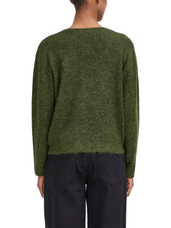 ICHI Kamara Wool Blend Long Sleeve V-Neck Jumper - view 2, Rifle Green
