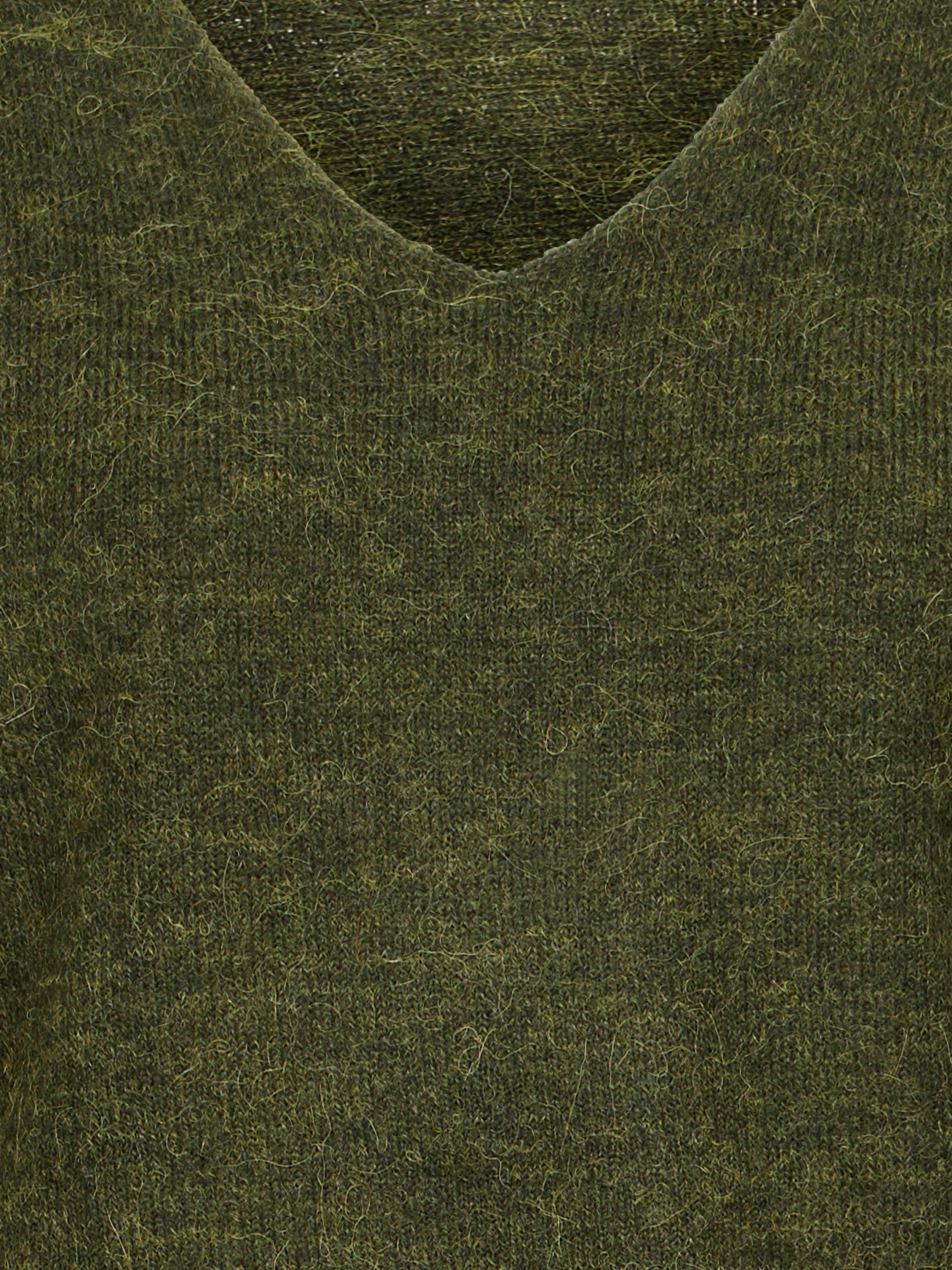 Product image 7 of 7, which shows ICHI Kamara Wool Blend Long Sleeve V-Neck Jumper, Rifle Green, XS