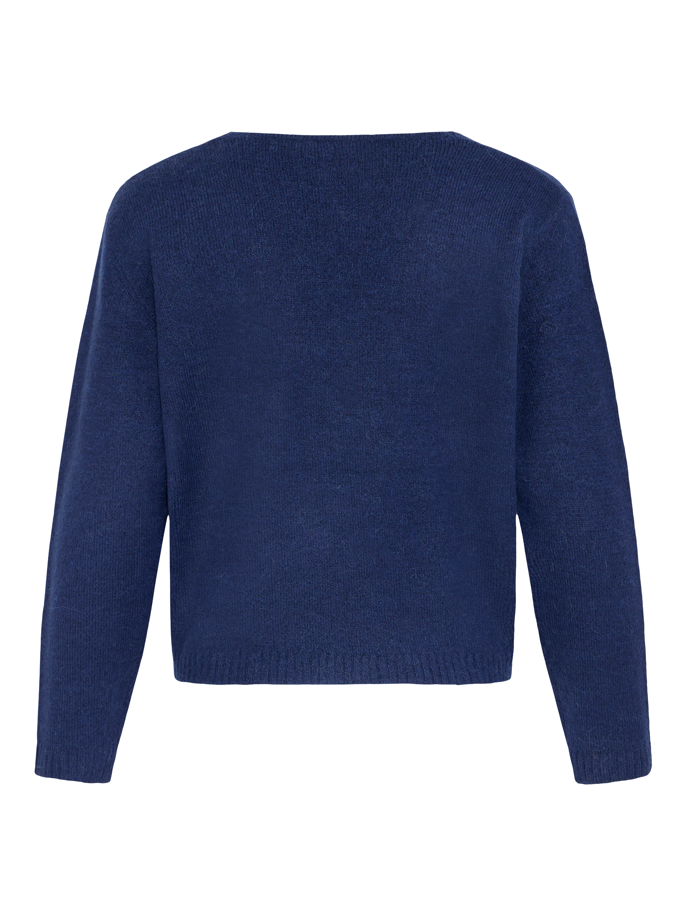 Product image 6 of 7, which shows ICHI Kamara Wool Blend Long Sleeve V-Neck Jumper, Patriot Blue, XS