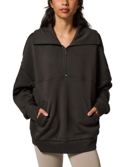 Lovall Oversized 1/4 Zip Sweatshirt, Black Coffee