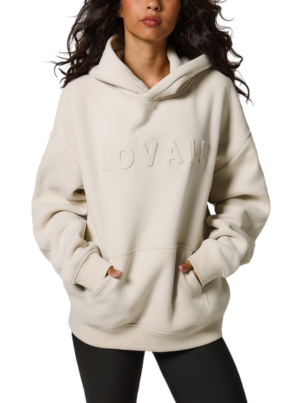 Lovall Heavyweight Oversized Fleece Hoodie, Ecru