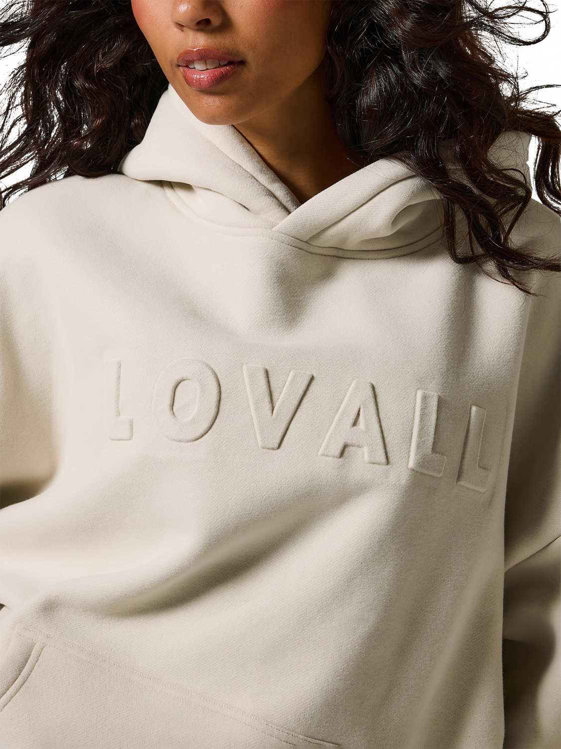 Product image 3 of 5, which shows Lovall Heavyweight Oversized Fleece Hoodie, Ecru, 6