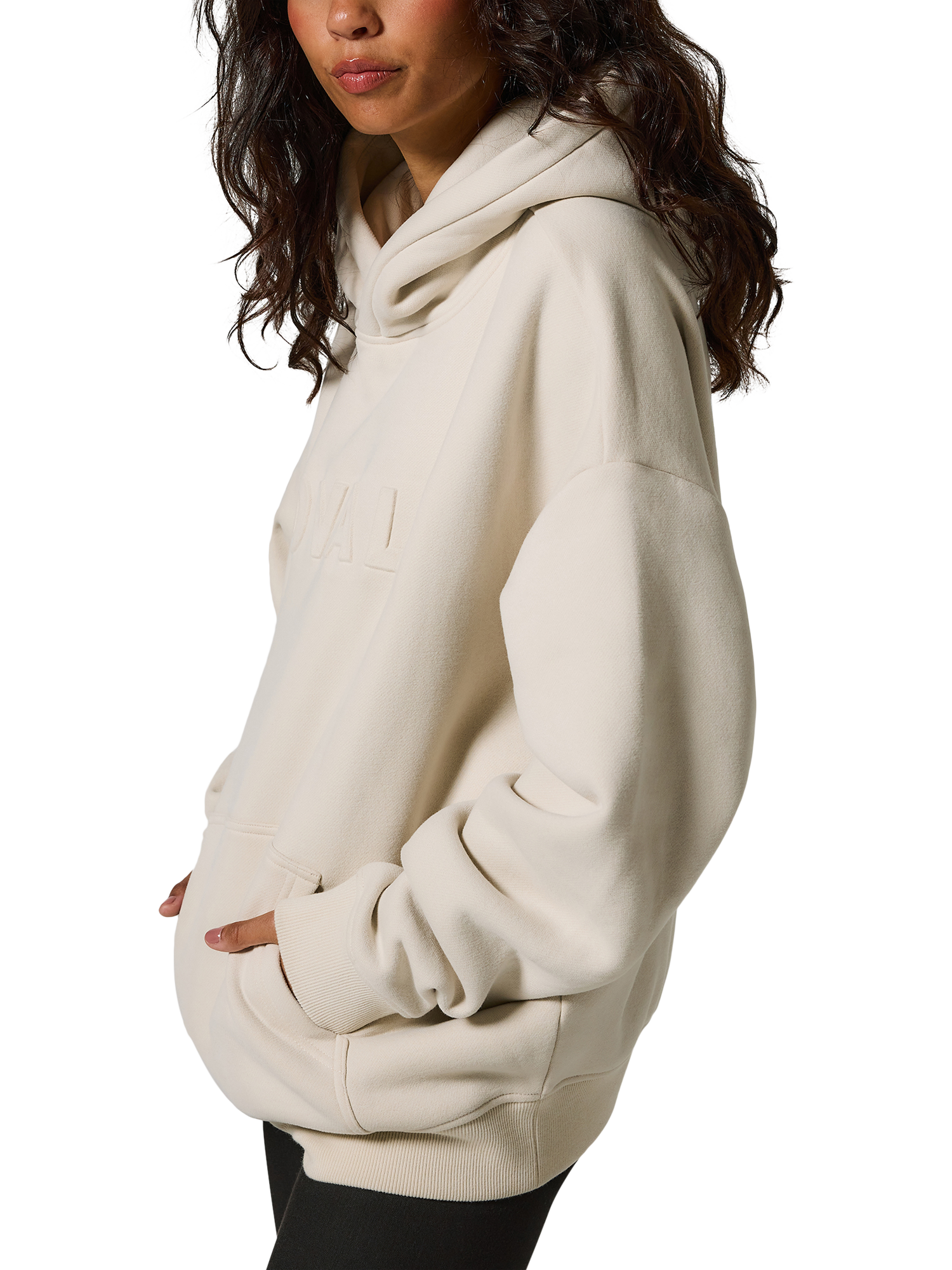 Product image 4 of 5, which shows Lovall Heavyweight Oversized Fleece Hoodie, Ecru, 6