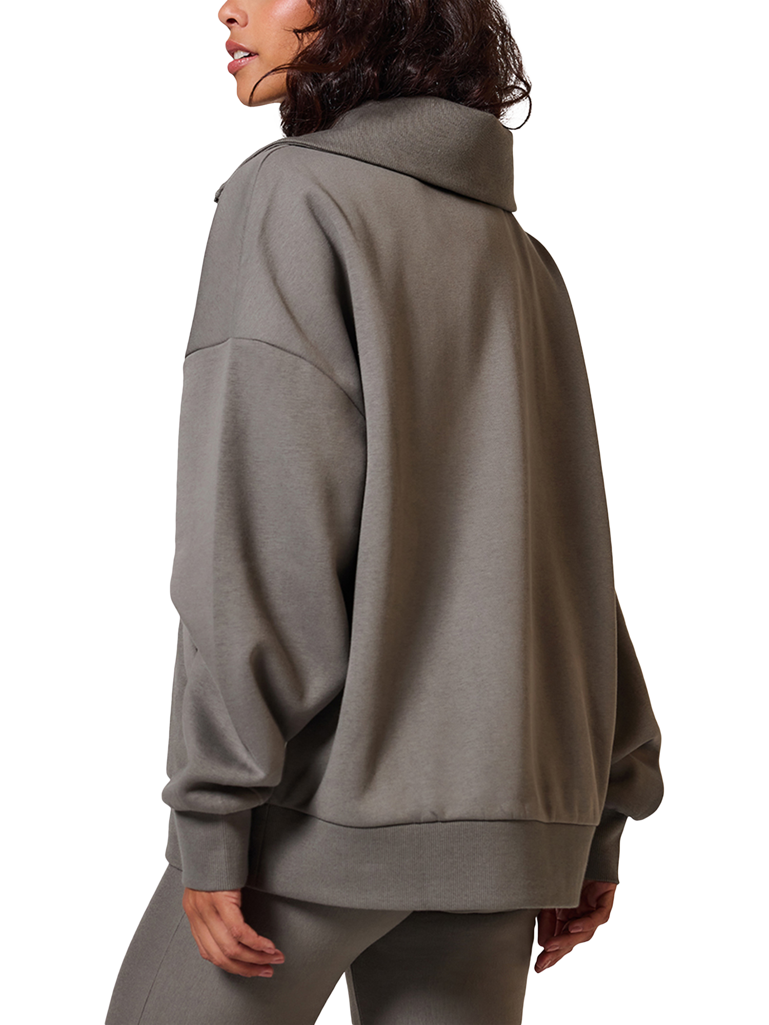 Product image 2 of 5, which shows Lovall Oversized 1/4 Zip Sweatshirt, Slate Green, 6