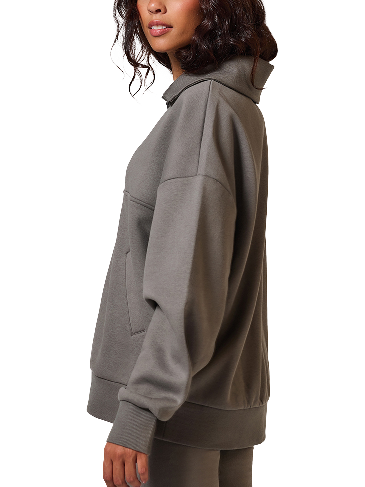 Product image 3 of 5, which shows Lovall Oversized 1/4 Zip Sweatshirt, Slate Green, 6