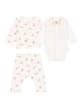 Petit Bateau Baby Cotton 3-Piece Outfit Set, Marshmallow/Brun