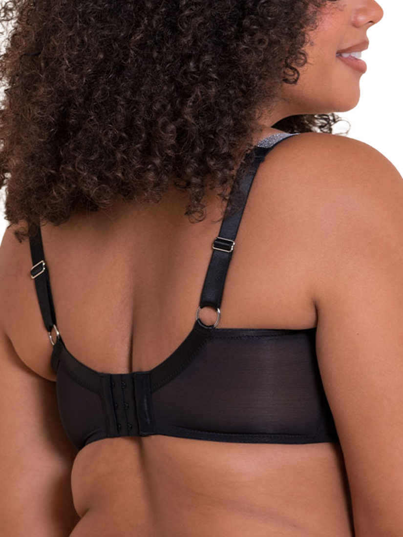 Product image 2 of 8, which shows Curvy Kate Boost Diamante Underwired Balcony Bra, Black, 42F