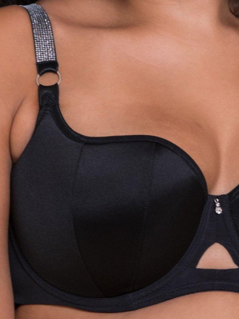 Product image 3 of 8, which shows Curvy Kate Boost Diamante Underwired Balcony Bra, Black, 42F