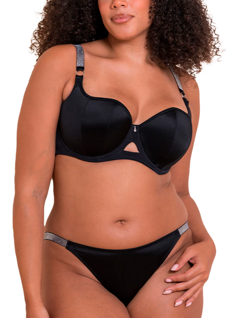 Product image 4 of 8, which shows Curvy Kate Boost Diamante Underwired Balcony Bra, Black, 42F
