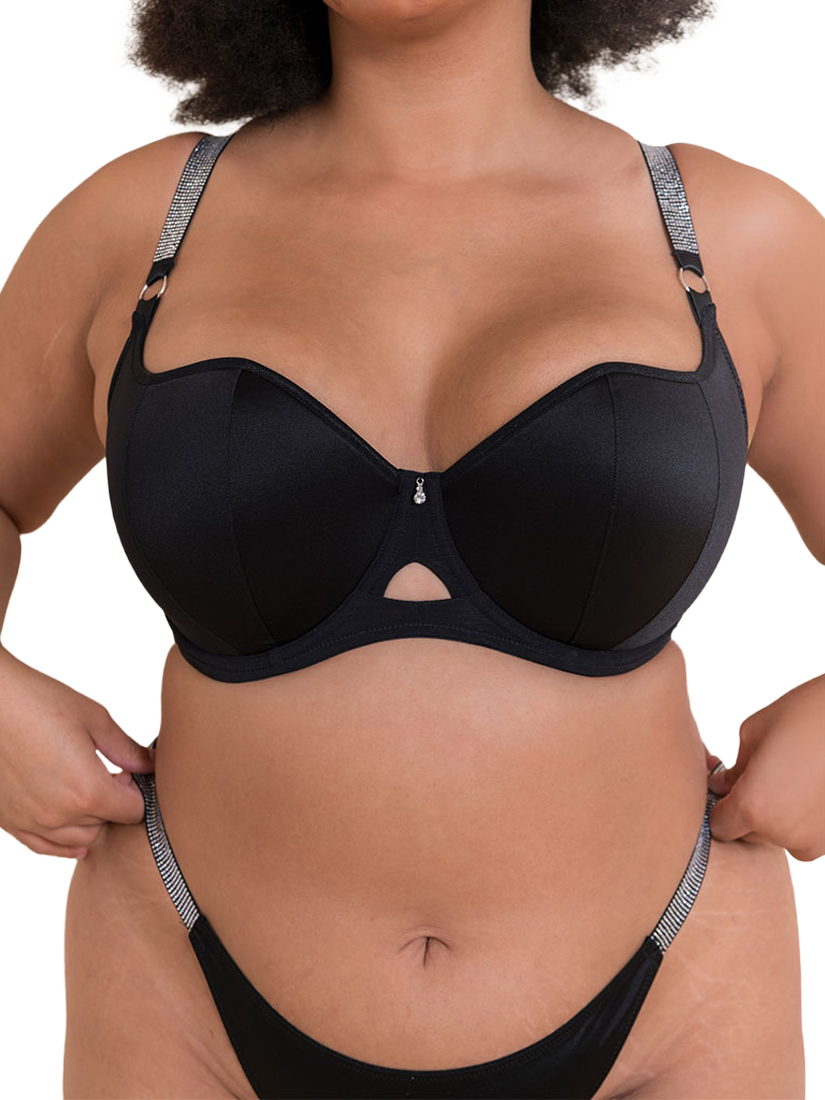 Product image 5 of 8, which shows Curvy Kate Boost Diamante Underwired Balcony Bra, Black, 42F