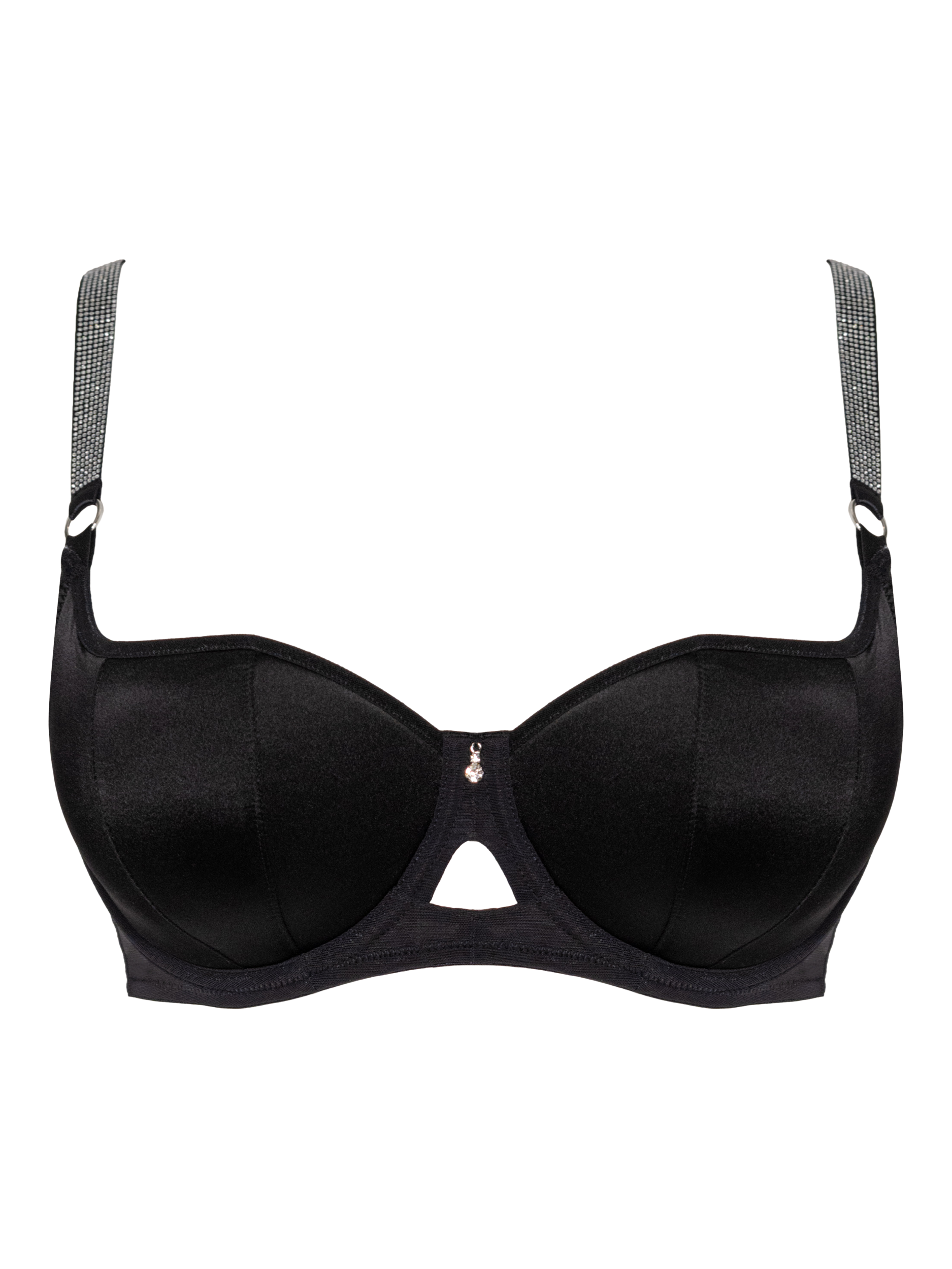 Product image 8 of 8, which shows Curvy Kate Boost Diamante Underwired Balcony Bra, Black, 42F