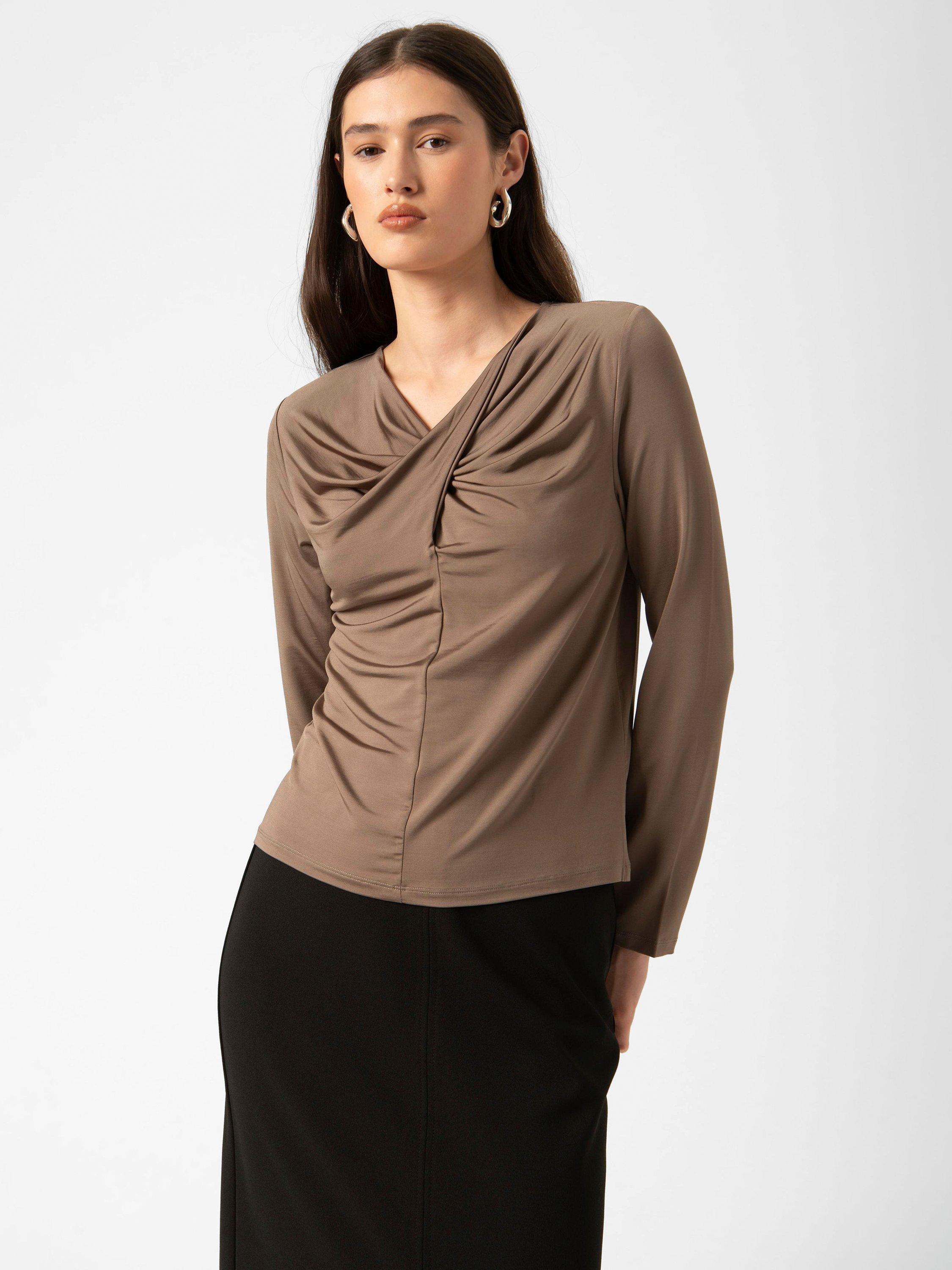 Product image 1 of 4, which shows Soaked In Luxury Clara Twisted Neck Top, Morel, XS