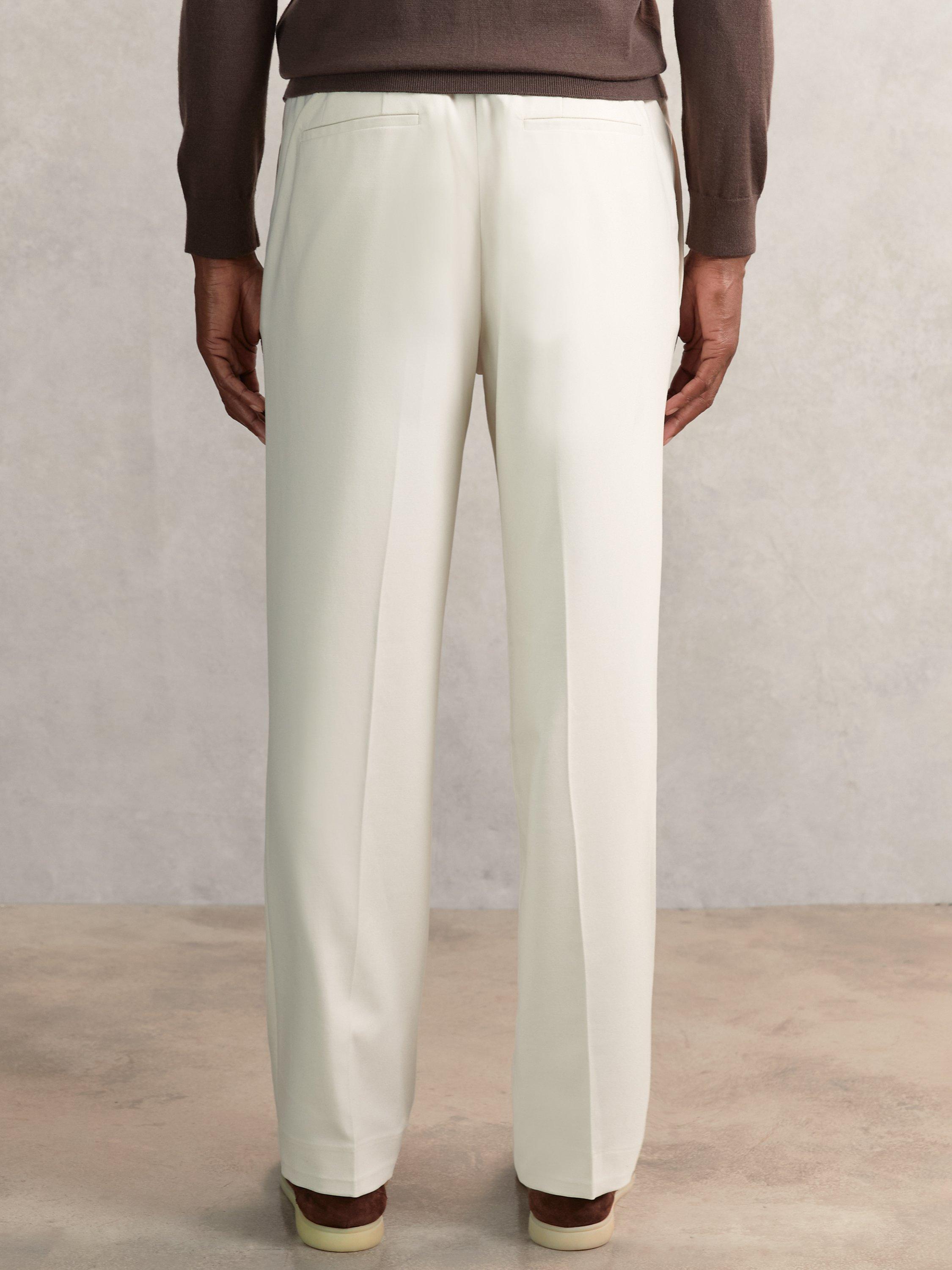 Product image 2 of 5, which shows Reiss Arden Straight Fit Lightweight Trousers, Ecru, 28R