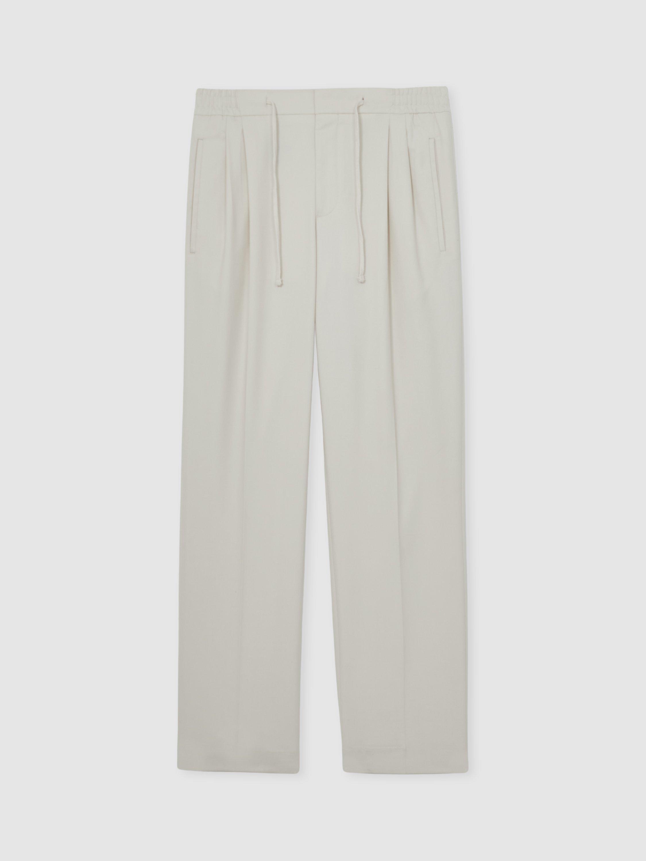 Product image 3 of 5, which shows Reiss Arden Straight Fit Lightweight Trousers, Ecru, 28R
