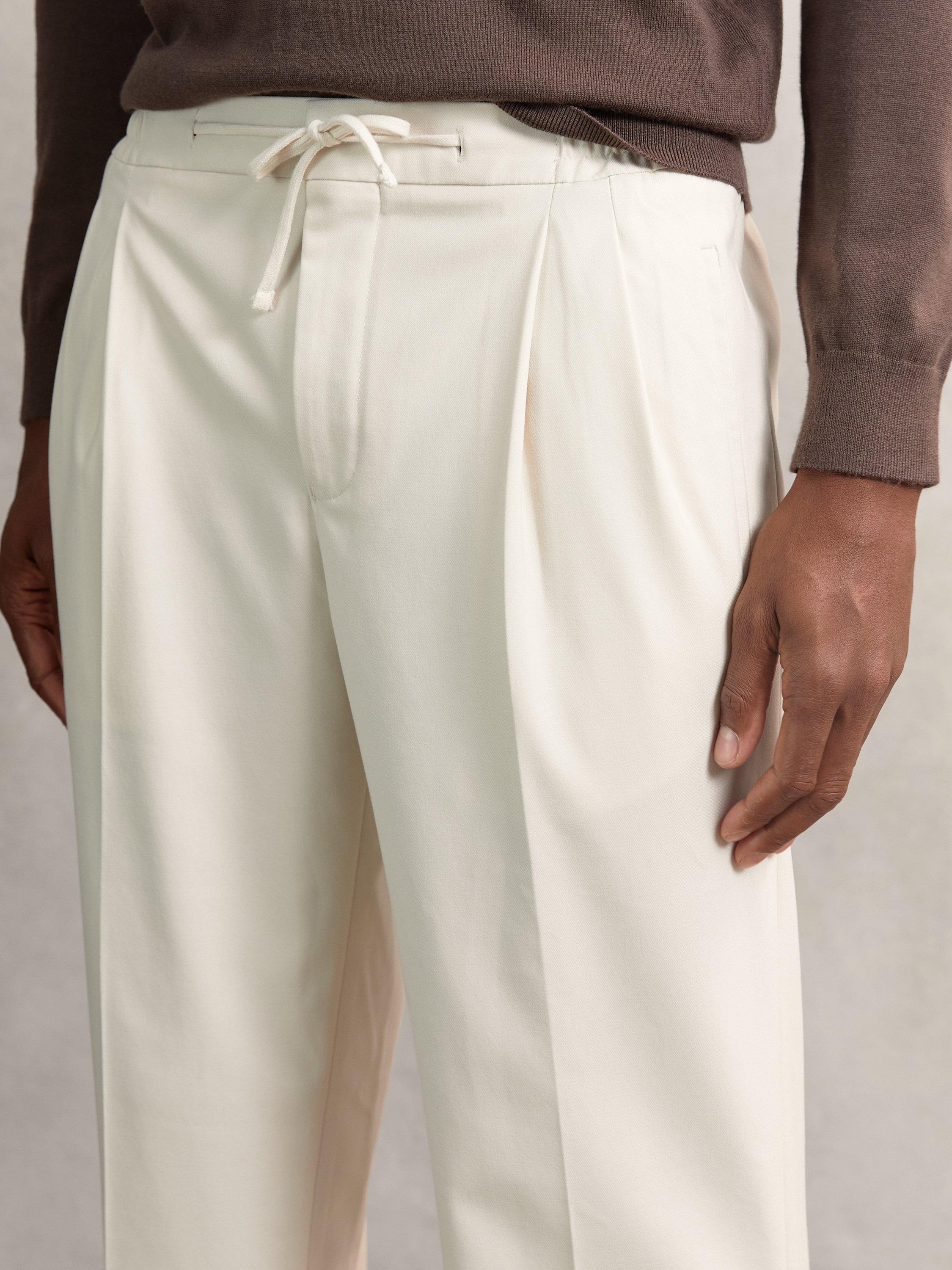 Product image 5 of 5, which shows Reiss Arden Straight Fit Lightweight Trousers, Ecru, 28R