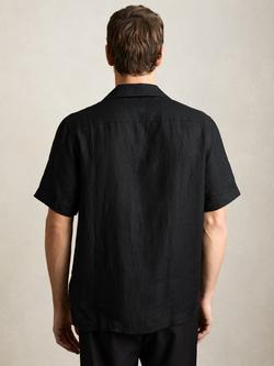 Reiss Beldi Button Down Short Sleeve Linen Shirt - view 2, Black