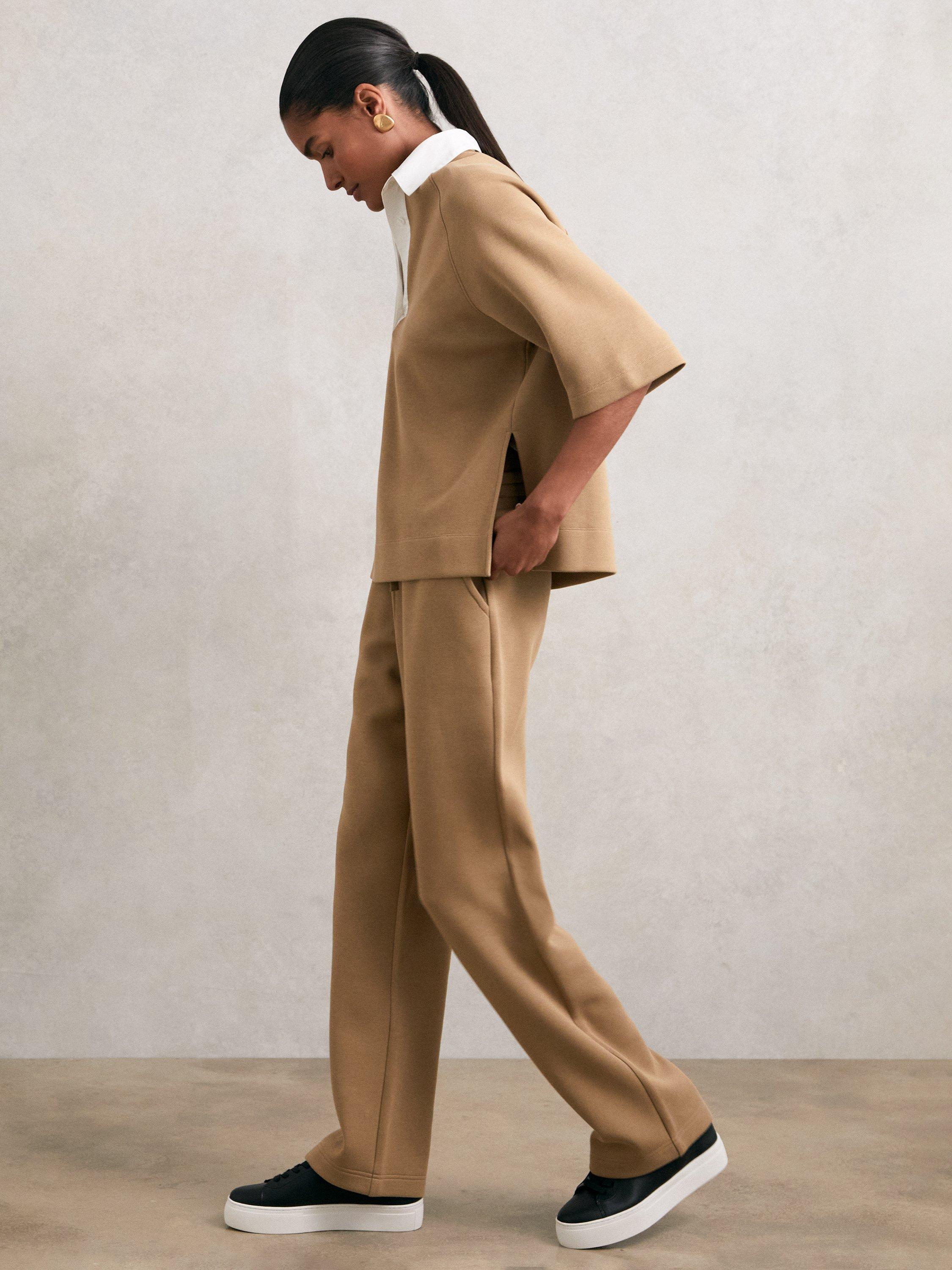 Product image 3 of 5, which shows Reiss Francesca Leather Low-Top Trainers, Black, 3