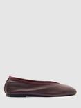 Reiss Dina Nappa Leather Ballerina Flat Shoes, Oxblood
