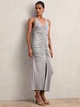 Reiss Alessandra Ruched Jersey Dress, Grey