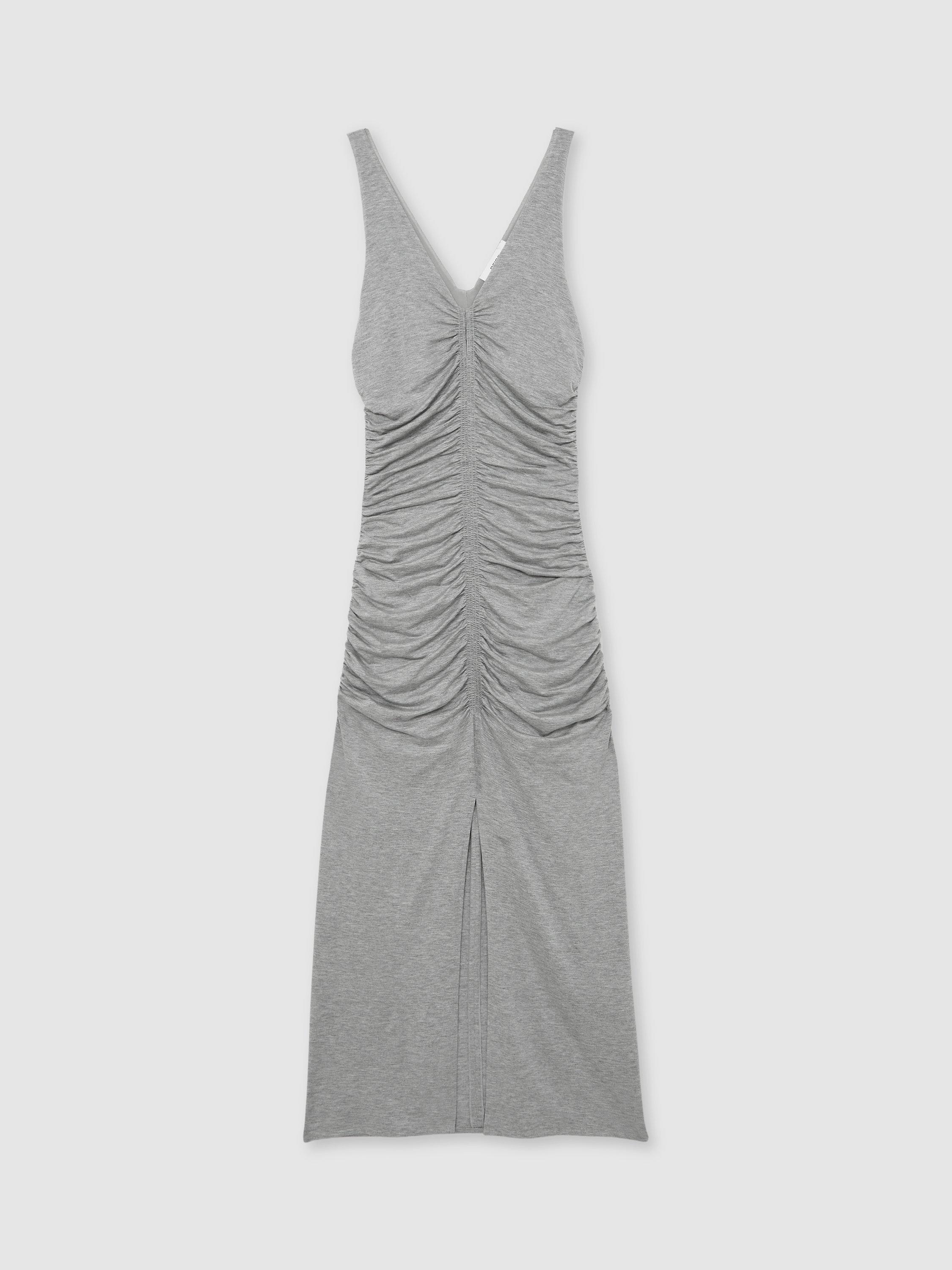 Product image 3 of 5, which shows Reiss Alessandra Ruched Jersey Dress, Grey, 6