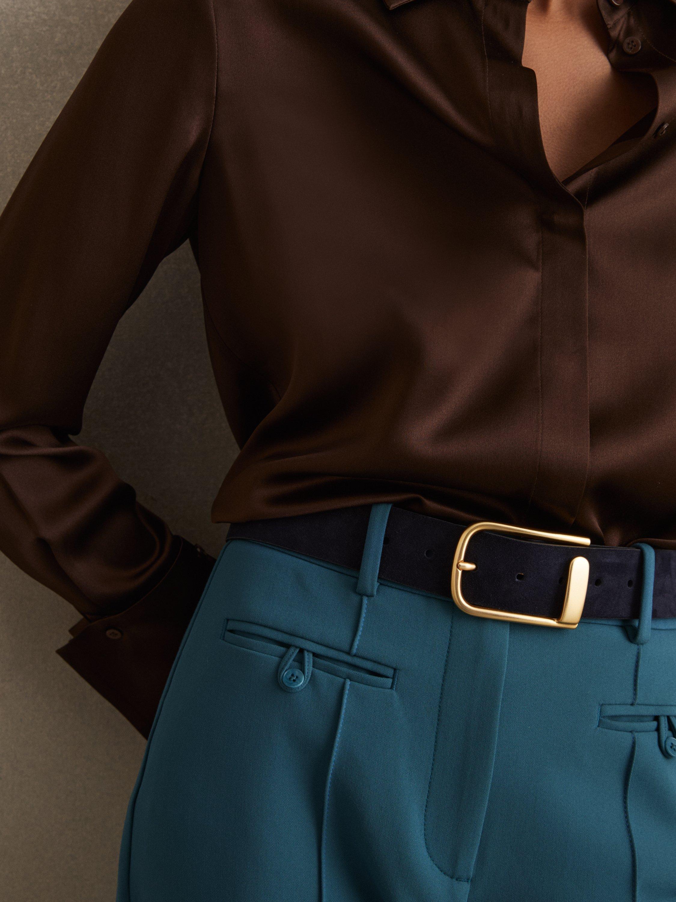 Product image 3 of 5, which shows Reiss Iyla Leather Belt, Navy, XS