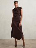 Reiss Harla Twill Jersey Midi Dress, Burgundy
