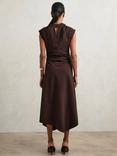 Reiss Harla Twill Jersey Midi Dress, Burgundy