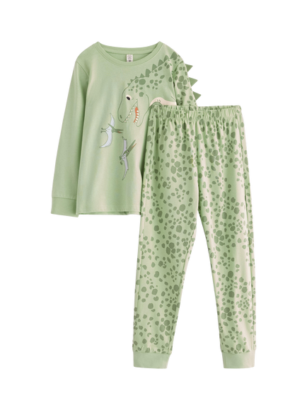 Brand Thread Baby Cotton Dinosaur Pyjama Set, Light Dusty Green, Light Dusty Green