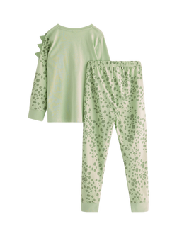 Brand Thread Baby Cotton Dinosaur Pyjama Set, Light Dusty Green - view 2, Light Dusty Green