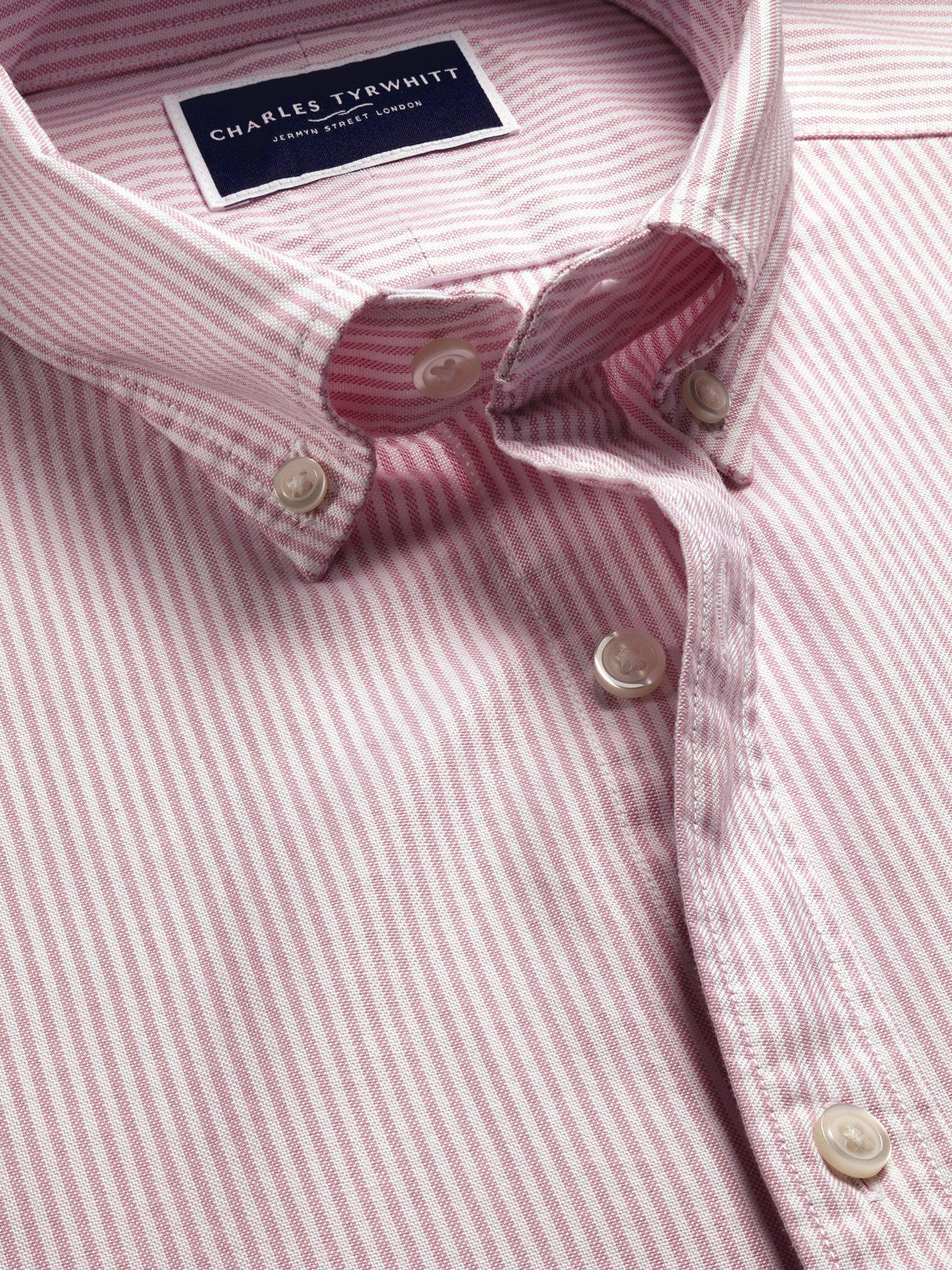 Product image 3 of 6, which shows Charles Tyrwhitt Regular Fit Stripe Cotton Shirt, Pink, L