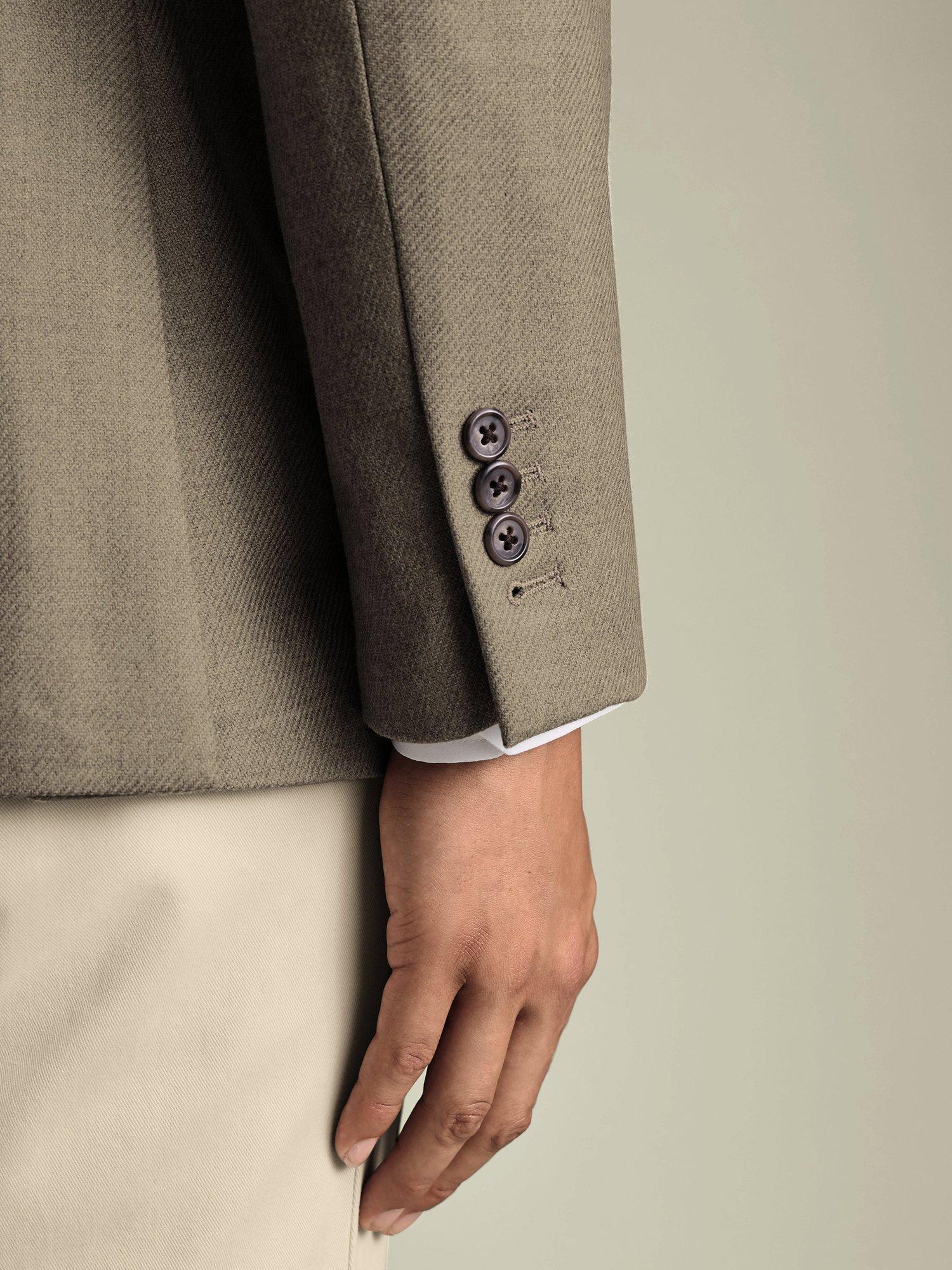 Product image 2 of 6, which shows Charles Tyrwhitt Wool Blend Slim Fit Double Breasted Blazer, Tan, S